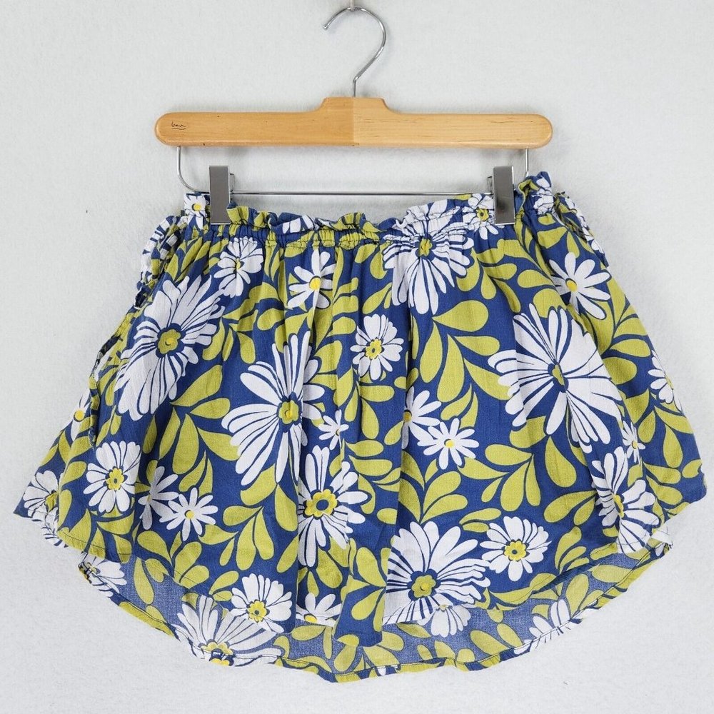 Aerie Skirt Womens Small Blue Yellow White Floral Mini Cotton Casual Summer